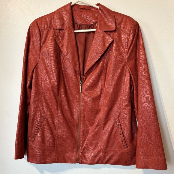 🧡TanJay Vintage Orange Faux Leather Jacket – 12P 🧡 - Picture 1 of 5